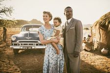 Ruth and Seretse with their firstborn Jacqueline after coming back from being exiled.